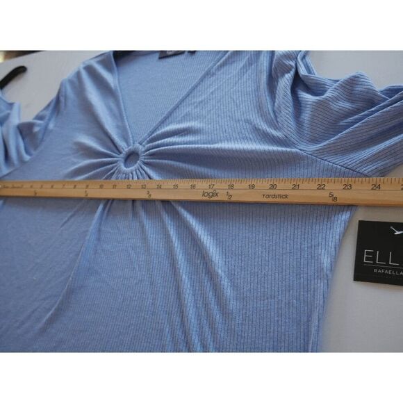 ELLA Rafaella Women's Plus Size O-Ring Ribbed V-neck Long Sleeve Top 1X - Picture 4 of 10